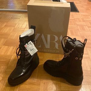 Zara combat boots with removable chains size 37 - US 6.5